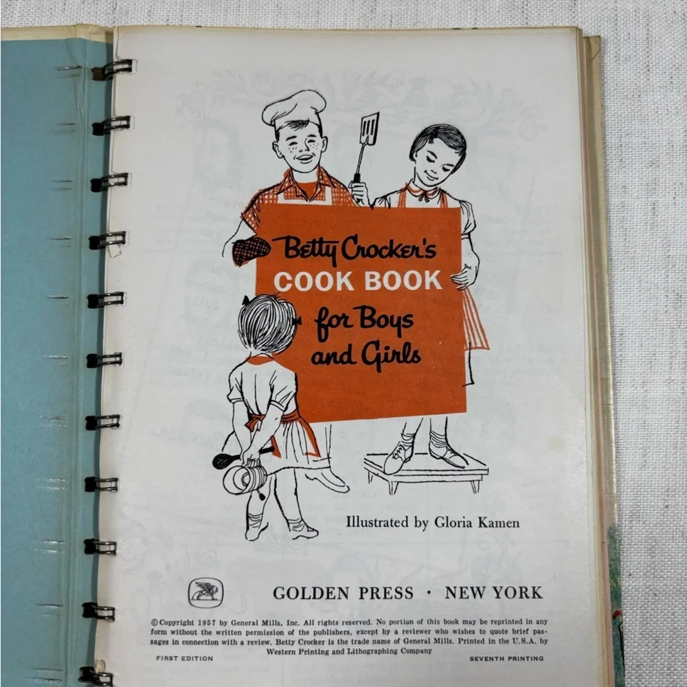 Betty Crocker’s Cook Book for Boys and Girls 1957 1st Ed 7th Print Spiral